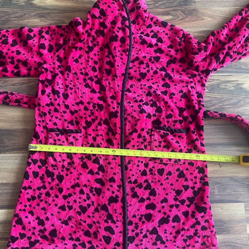 La SENZA Hot Pink and Black Harts Print Robe - Picture 7 of 10